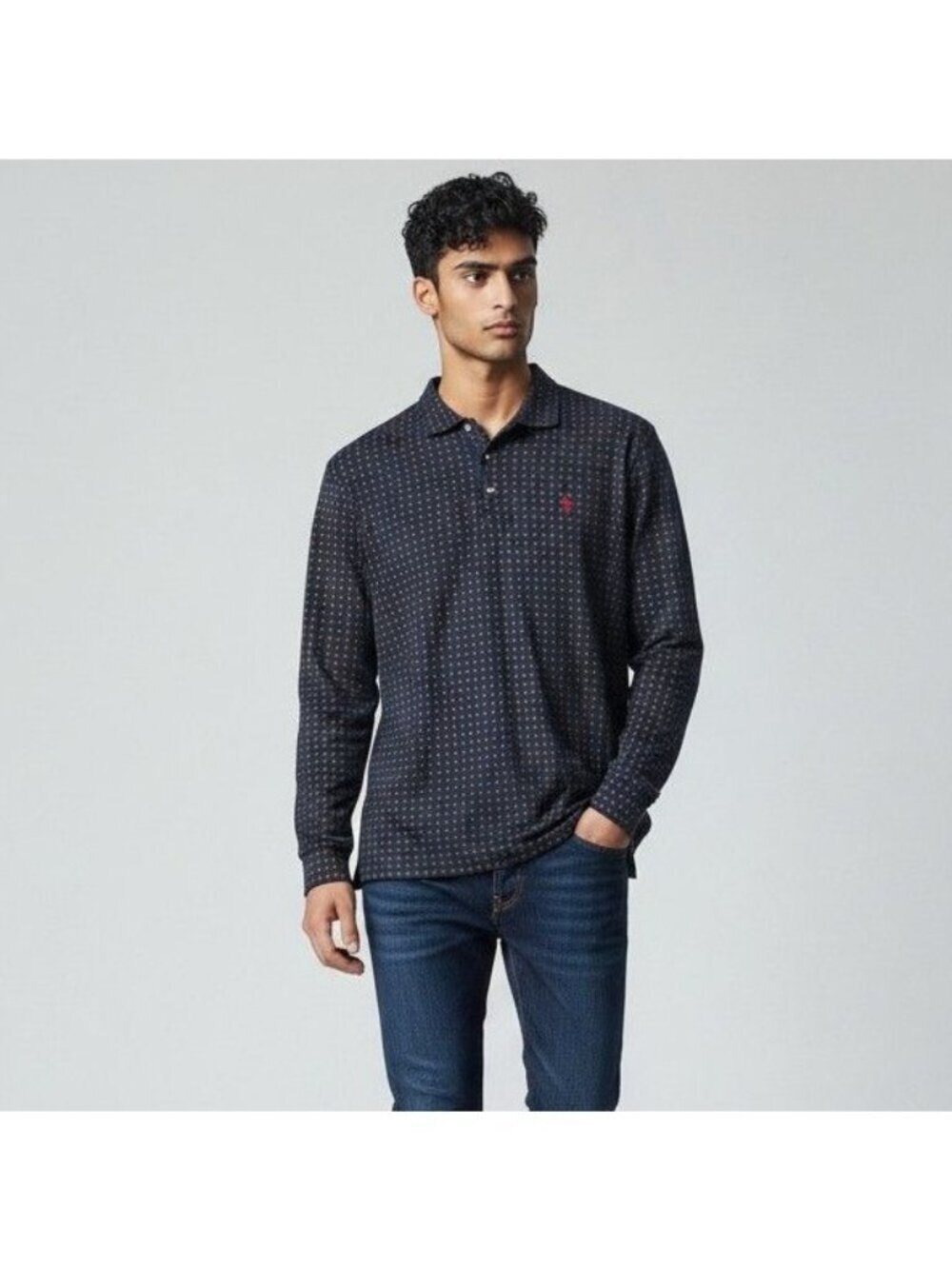 Polo Ralph Lauren Blue Foulard-Print Long Sleeve Soft Cotton Polo Shirt XL